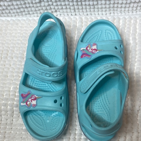 CROCS Kids Turquoise Unicorn Sandals - Picture 9 of 13